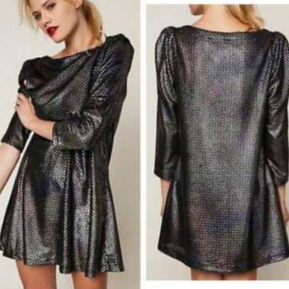 Free People Dresses & Skirts - Free People Diamonds Are Forever Metallic Shift Dress